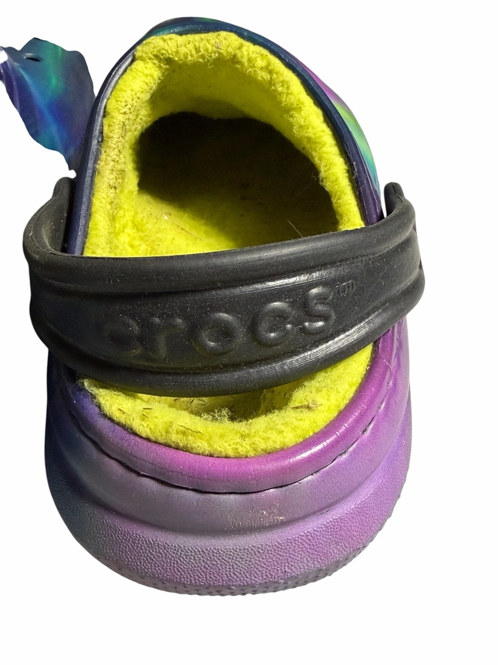 Kids Multicolor Fleece-Lined Clog - Purple/Blue/Green Size 2 J - Picture 6 of 11